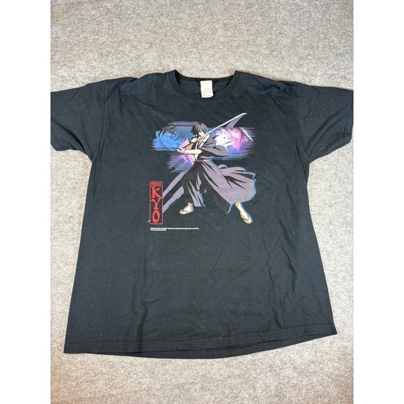 VINTAGE Samurai Deeper Kyo Shirt Mens XL Black Y2K Kyoshiro Mibu Anime Manga Tee - Picture 1 of 7